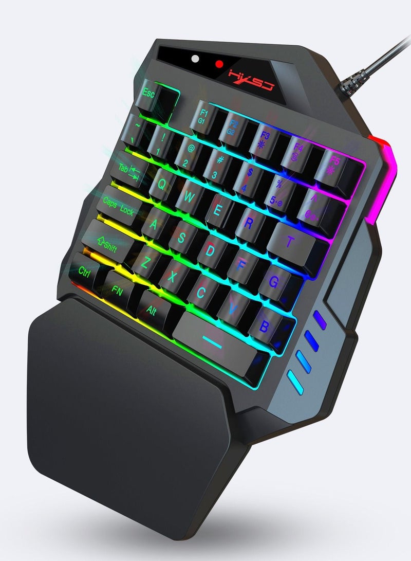 V500 35 Keys Colorful Mixed Light Gaming One-handed Keyboard