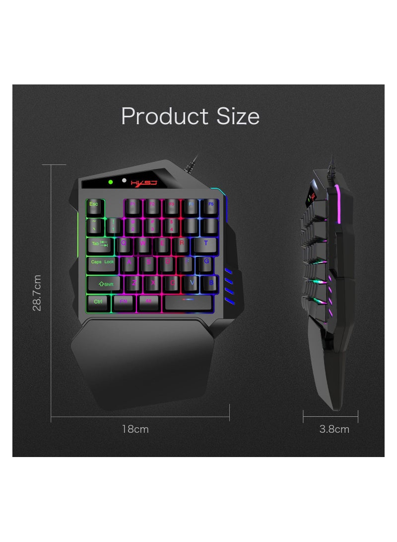 V500 35 Keys Colorful Mixed Light Gaming One-handed Keyboard