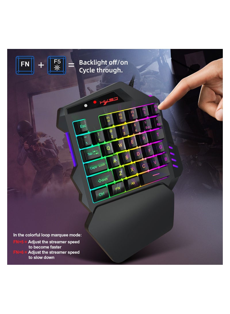 V500 35 Keys Colorful Mixed Light Gaming One-handed Keyboard