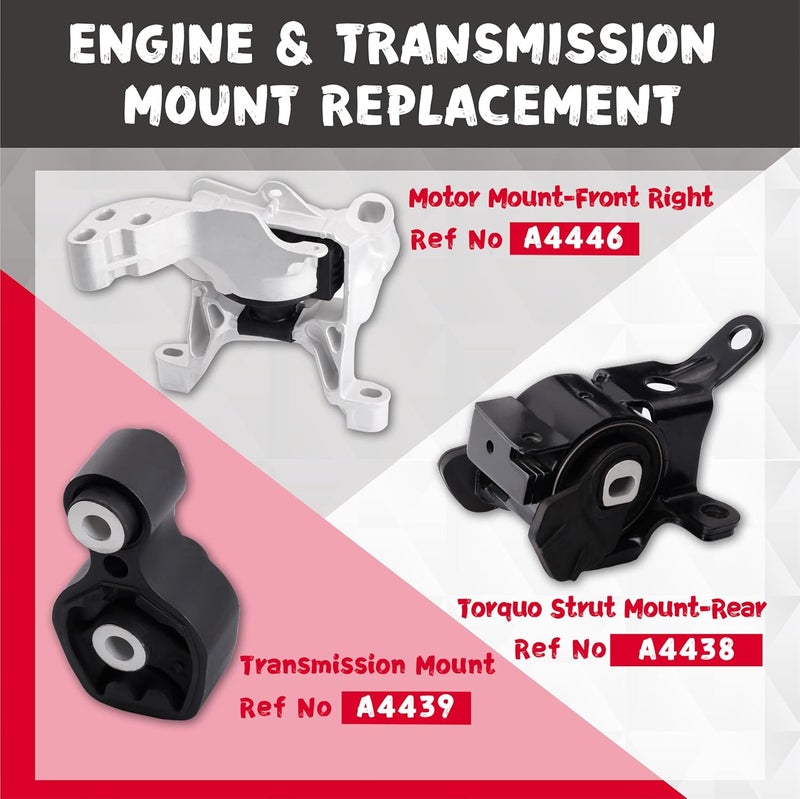 QRYIPPDM Engine Motor & Transmission Mount Kit - Compatible with 2014-2018 Mazda 3, 6, and CX-5 - 3-Piece Set - Image 2