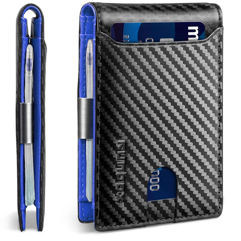 RUNBOX Slim Wallets for Men - Leather Money Clip Mens Wallet - RFID Blocking Front Pocket Bifold Wallet - Thin Credit Card Holder with Gift Box - Image 1