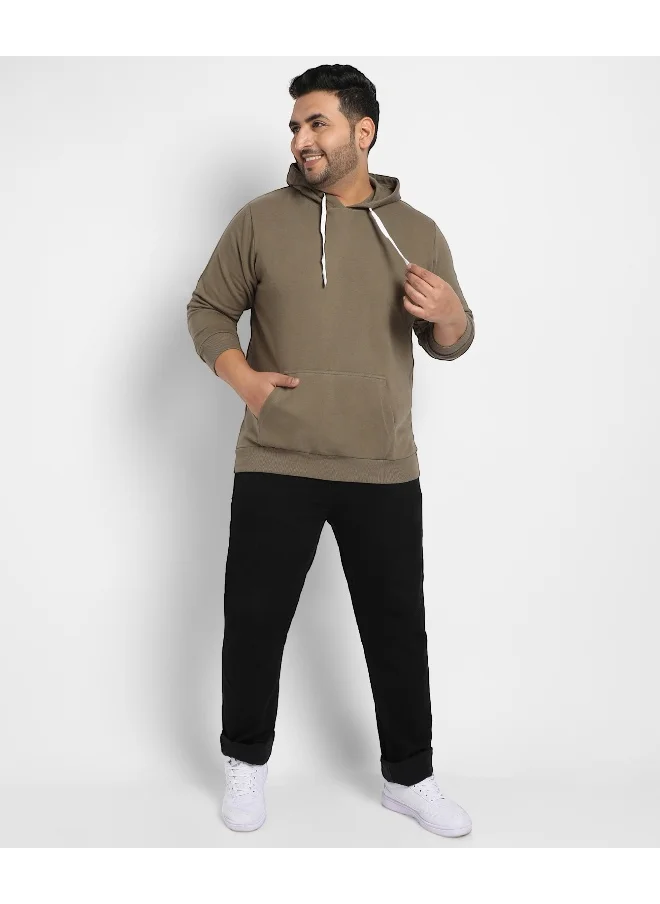 Instafab Plus Instafab Plus Men's Olive Green Basic Hoodie With Kangaroo Pocket