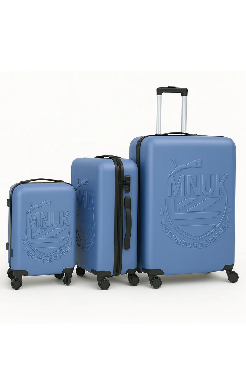 MNUK MANCHESTER Set of 3 Luggage bag| Polycarbonates &amp; ABS Hardside Luggage Trolley with TSA Lock| Double 360Â° 4 Wheeler| Cabin-20 Inch, Medium- 24 Inch, Large-28 Inch| Blue
