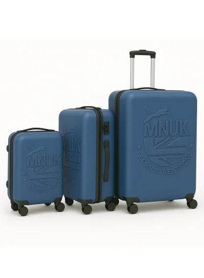 MNUK MANCHESTER Set of 3 Luggage bag| Polycarbonates &amp; ABS Hardside Luggage Trolley with TSA Lock| Double 360Â° 4 Wheeler| Cabin-20 Inch, Medium- 24 Inch, Large-28 Inch| Blue