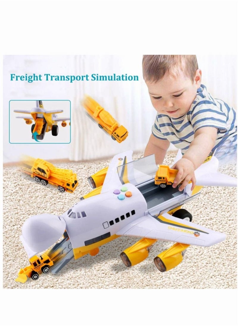 MIXDE Car Toys Set with Transport Cargo Airplane and Large Play Mat Mini Educational Vehicle Police Car Set for Kids Toddlers Boys Child Gift for 3 4 5 6 Years Old 6 Cars Large Plane 11 Road Signs  - Image 5