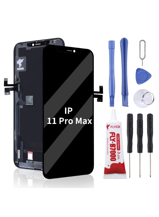 FLYCDI for iPhone 11 Pro Max LCD Screen Replacement Black 6.5 Inch Display Touch Digitizer Glass with Repair Tool Kit - Image 1