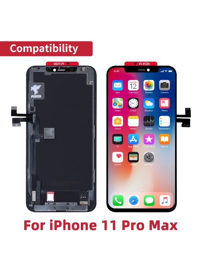 FLYCDI for iPhone 11 Pro Max LCD Screen Replacement Black 6.5 Inch Display Touch Digitizer Glass with Repair Tool Kit - Image 2