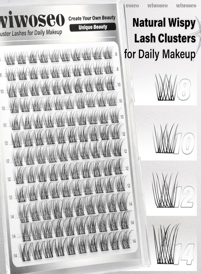 wiwoseo Natural Lash Clusters 8-14mm Wispy Lash Clusters Eyelash Clusters Extensions Winde-Span Short Individual Lashes Flaunt Lashes Clusters Black Thin Band Eyelashes Clusters for Beginners - Image 3