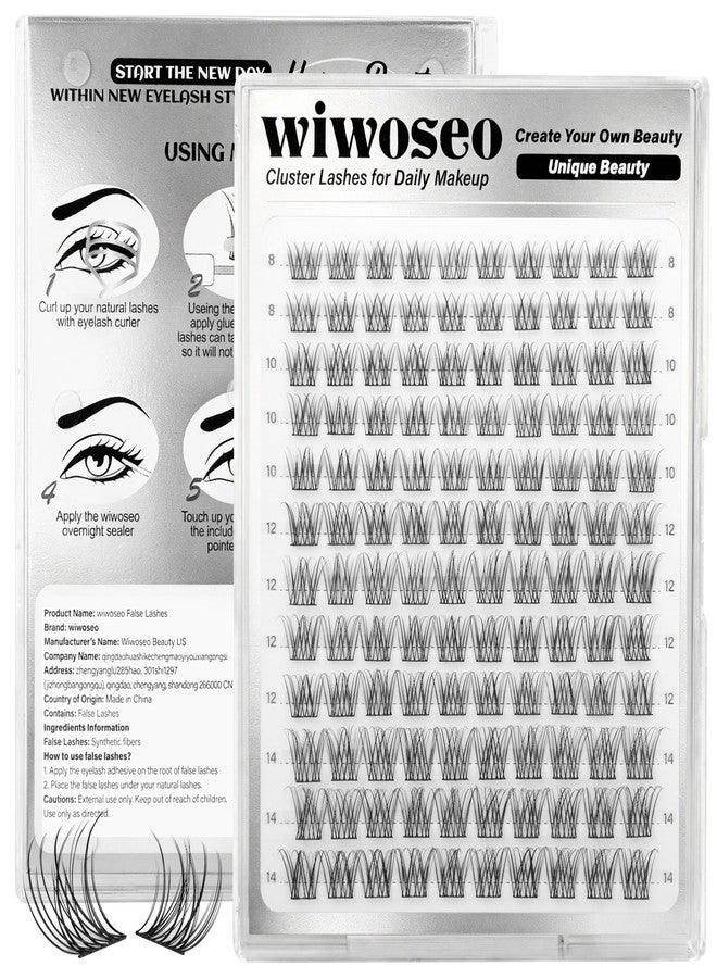 wiwoseo Natural Lash Clusters 8-14mm Wispy Lash Clusters Eyelash Clusters Extensions Winde-Span Short Individual Lashes Flaunt Lashes Clusters Black Thin Band Eyelashes Clusters for Beginners - Image 1