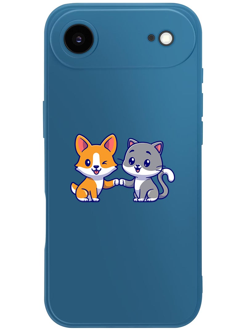 Theodor Protective Slim Fit Case Liquid Silicone Cover with Full Body Protection Anti-Scratch Shockproof Case For Apple iPhone 17 Air (Blue) Cat and dog friendship - Image 1