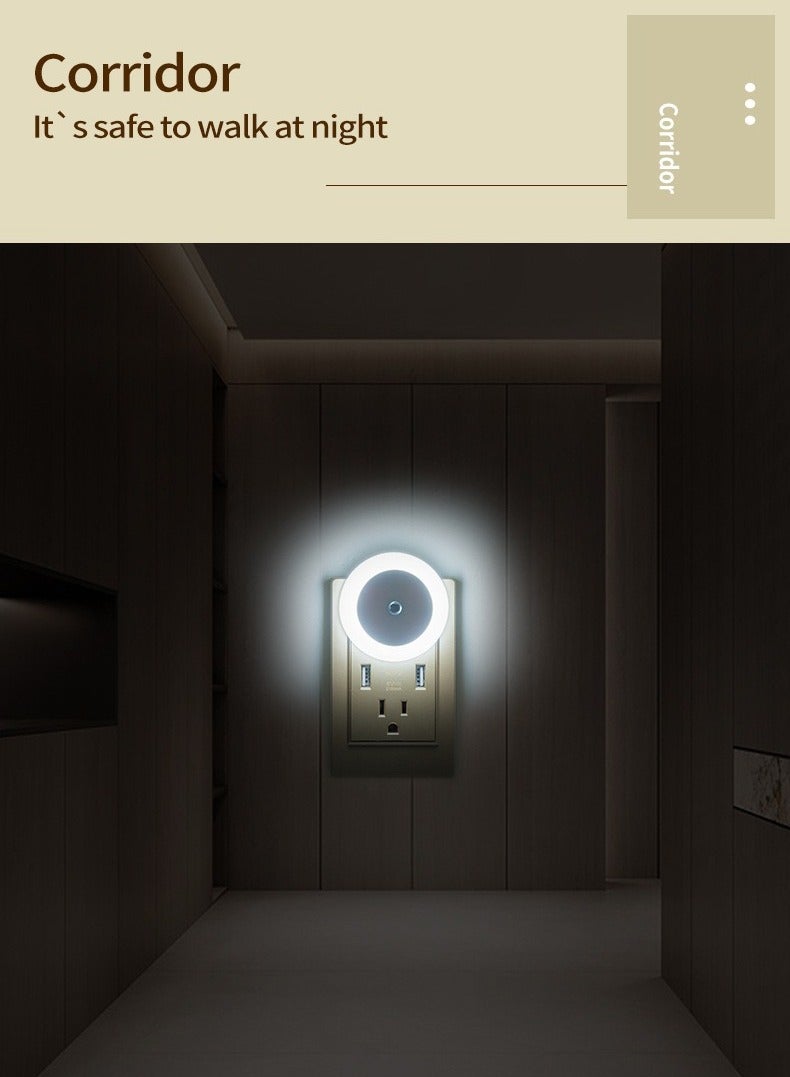 【Warm White 3000K】Sensor Night Light Plug-In (2-Pack) – LED Wall Lamp with Smart Dusk-to-Dawn Light Sensor, Auto On/Off Energy-Saving Nightlight for Kids Room, Bedroom, Hallway & Stairs - Image 3