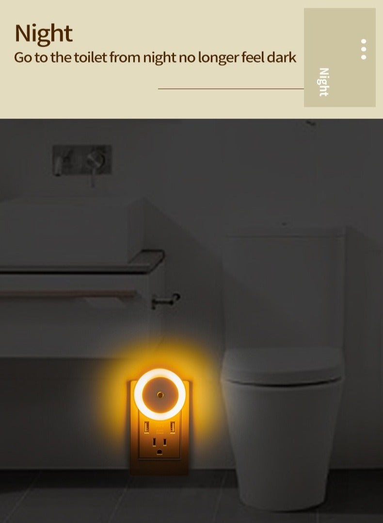 【Warm White 3000K】Sensor Night Light Plug-In (2-Pack) – LED Wall Lamp with Smart Dusk-to-Dawn Light Sensor, Auto On/Off Energy-Saving Nightlight for Kids Room, Bedroom, Hallway & Stairs - Image 5