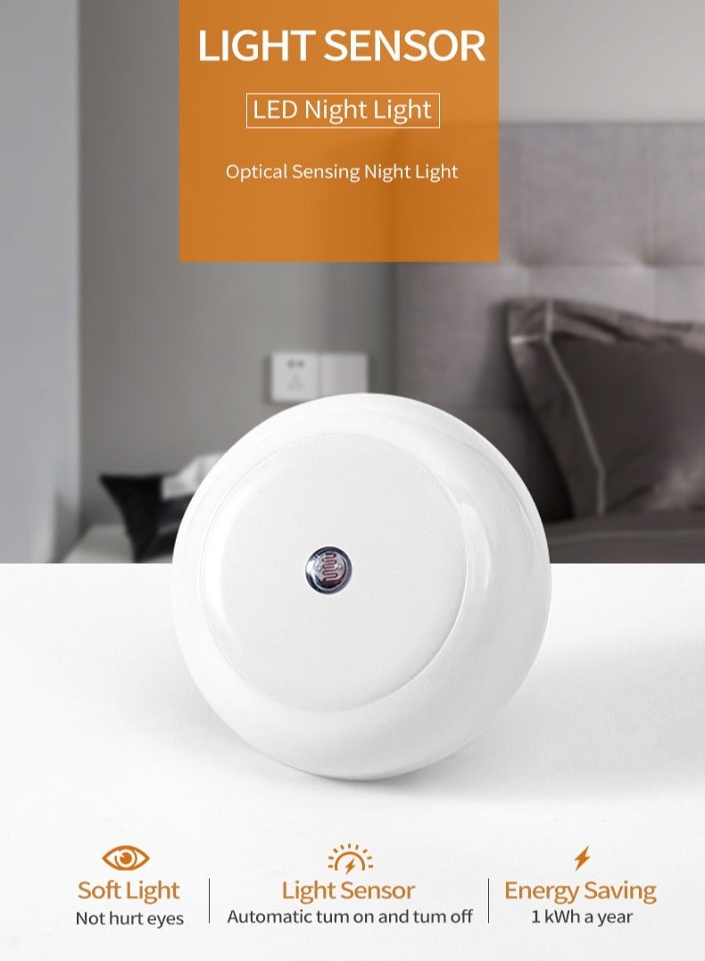 قطعتان من مصابيح LED الليلية، يتم توصيلها بالحائط، مستشعر من الغسق إلى الفجر، تعتيم تلقائي، لون دافئ، للأطفال، البالغين، الممرات، السلالم، المطبخ، الحمام، غرفة النوم - Image 4