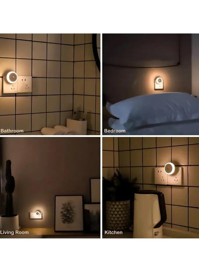 قطعتان من مصابيح LED الليلية، يتم توصيلها بالحائط، مستشعر من الغسق إلى الفجر، تعتيم تلقائي، لون دافئ، للأطفال، البالغين، الممرات، السلالم، المطبخ، الحمام، غرفة النوم - Image 5