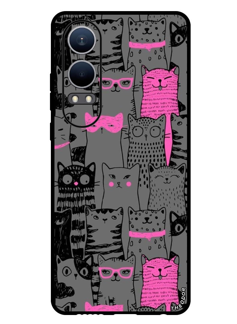 Theodor Protective Case Anti Scratch Shock Proof Bumper Cover For Oppo K12x (China) Pink Cats - Image 1