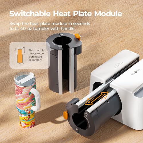 HTVRONT Auto Tumbler Heat Press - A200 Tumbler Heat Press Machine, Adjustable Pressure & Switchable Heat Plate Attachment, 4 Memory Modes for 15 OZ, 16 OZ, 20 OZ, 30 OZ Tumblers & Glasses, White - Image 5