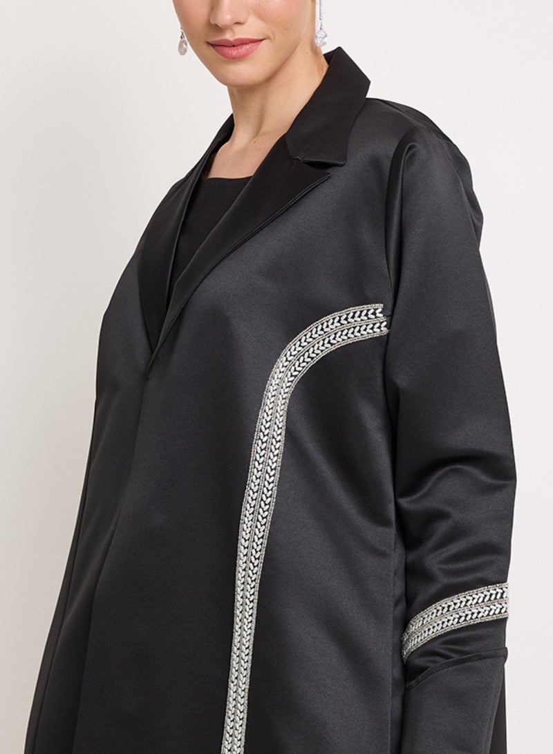 Rosette Abaya Royal Abaya with Embroidery Jacket style - Image 3