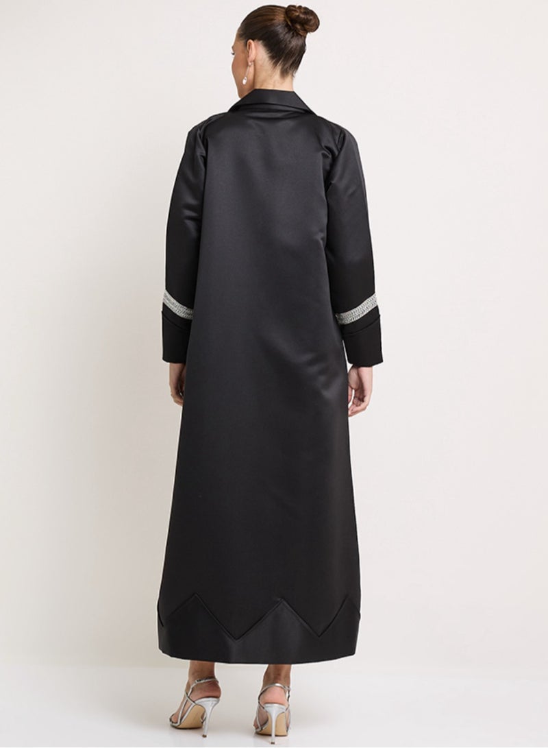 Rosette Abaya Royal Abaya with Embroidery Jacket style - Image 2