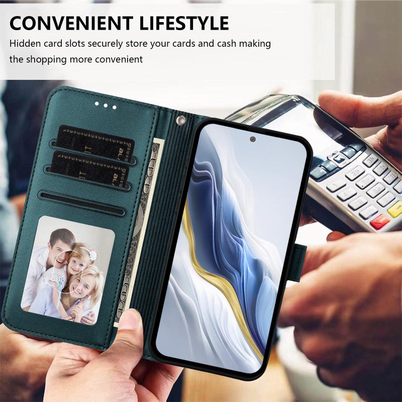 erorex For Tecno Spark 40 4G Embossed  Cat Leather Phone Case with Hand Strap(Dark Green) - Image 5