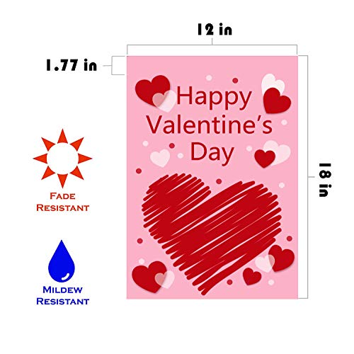 WOONOO Happy Valentine Garden Flag Double Sided 12 X 18 Inch, Valentines Day Decorations for Garden Valentines Day Party Supplies - Image 2