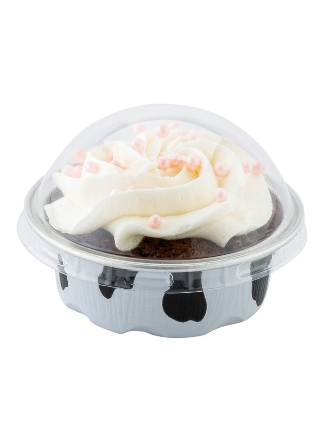 Restaurantware 1.7 Ounce Disposable Ramekins With Lids, 100 Round Creme Brulee Disposable Cups - Dome Lids, Oven-Safe, Cow Print Aluminum Disposable Baking Cups, For Cupcakes And Muffins, Freezer-Safe  - Image 2