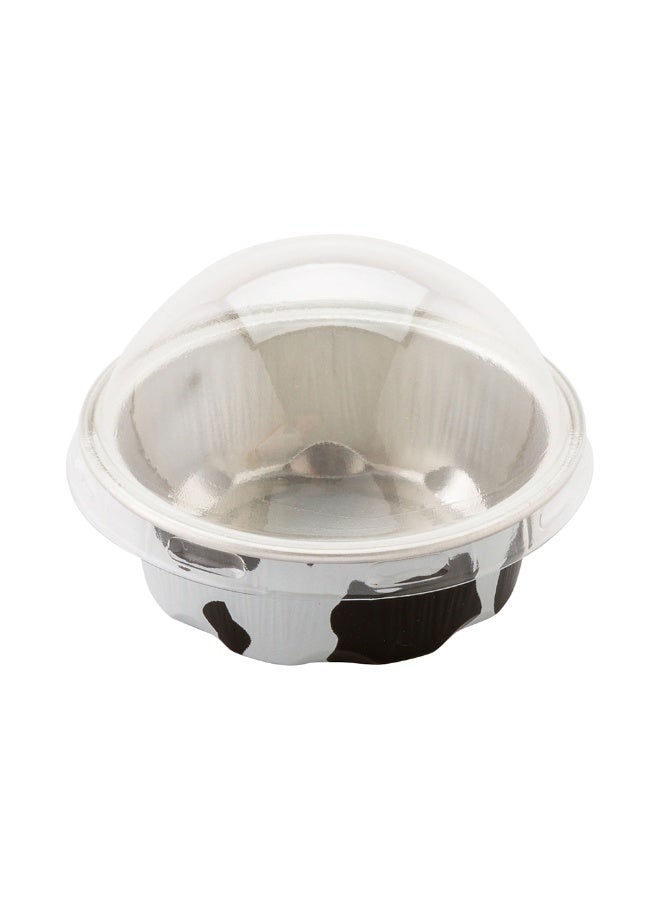 Restaurantware 1.7 Ounce Disposable Ramekins With Lids, 100 Round Creme Brulee Disposable Cups - Dome Lids, Oven-Safe, Cow Print Aluminum Disposable Baking Cups, For Cupcakes And Muffins, Freezer-Safe  - Image 1