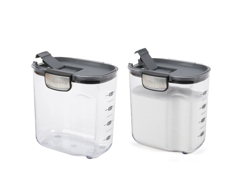 Progressive International ProKeeper+ Clear Plastic Airtight Food Baker's Kitchen Storage Organization Container Canister Set with Magnetic Accessories, 2- Piece Set (Sugar 2.5-Quart) - Image 1