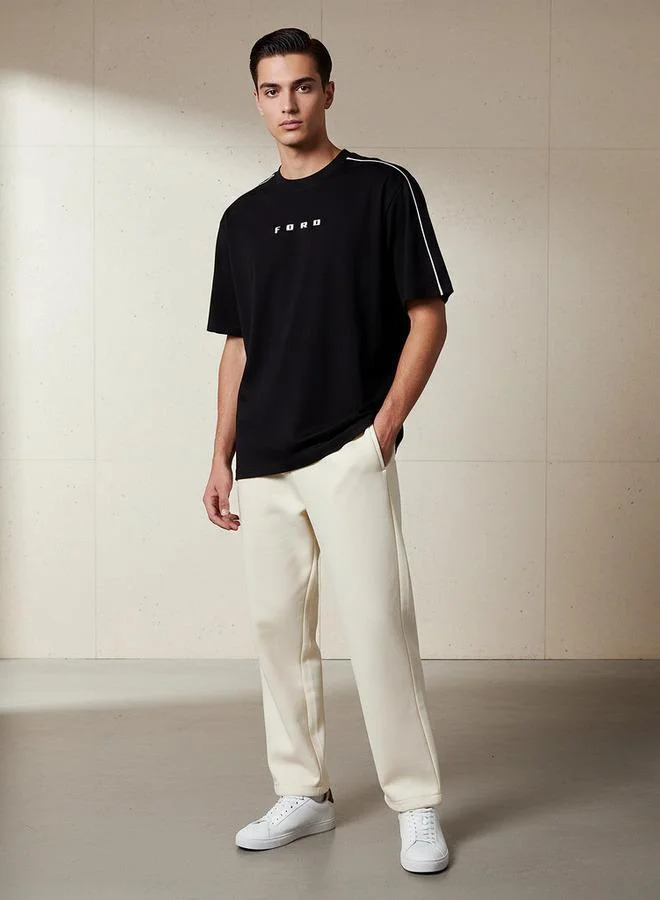 اس بي كاركترز Men Regular Fit Crew Neck Short Sleeves Ford Print T shirt