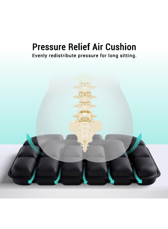 1pc 3D Pressure Relief Air Cushion - Office Chair Car Seat Cushion, Back Support Pad for Desk, Chair, Wheelchair, Adjustable Softness Ergonomic Cushion, Portable and Inflatable - Image 5