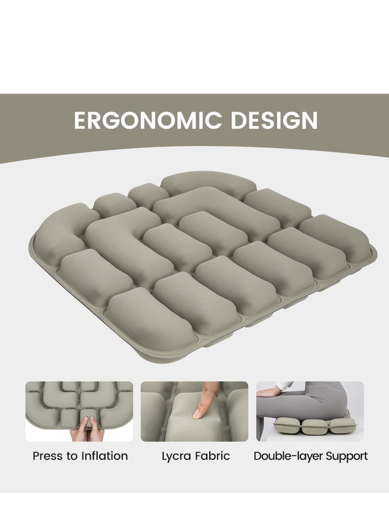 1pc 3D Pressure Relief Air Cushion - Office Chair Car Seat Cushion, Back Support Pad for Desk, Chair, Wheelchair, Adjustable Softness Ergonomic Cushion, Portable and Inflatable - Image 1