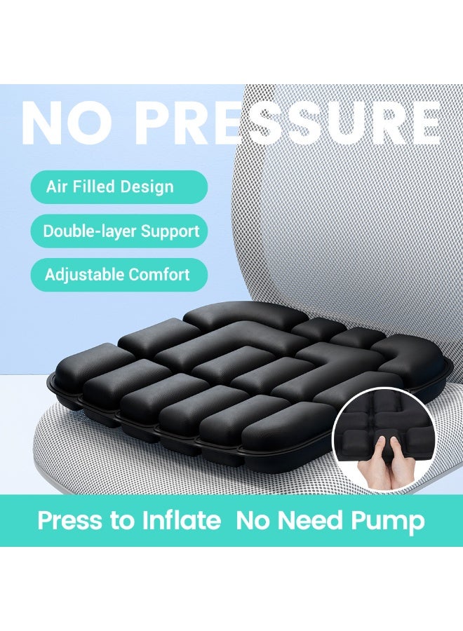 1pc 3D Pressure Relief Air Cushion - Office Chair Car Seat Cushion, Back Support Pad for Desk, Chair, Wheelchair, Adjustable Softness Ergonomic Cushion, Portable and Inflatable - Image 2