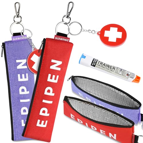 suzamed Portable EpiPen Carry Case Insulated Emergency Medical Bag Maintain Med effectiveness Fits 1 EpiPen Asthma Inhaler AuviQ Allergy Medication Travel EpiPen Holder for Adults or Kids PurpleRed - Image 2