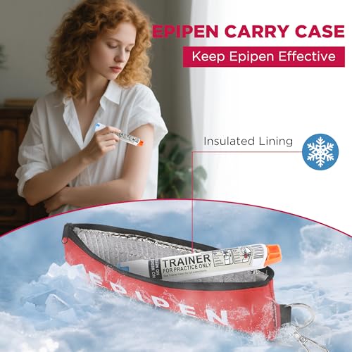 suzamed Portable EpiPen Carry Case Insulated Emergency Medical Bag Maintain Med effectiveness Fits 1 EpiPen Asthma Inhaler AuviQ Allergy Medication Travel EpiPen Holder for Adults or Kids PurpleRed - Image 5