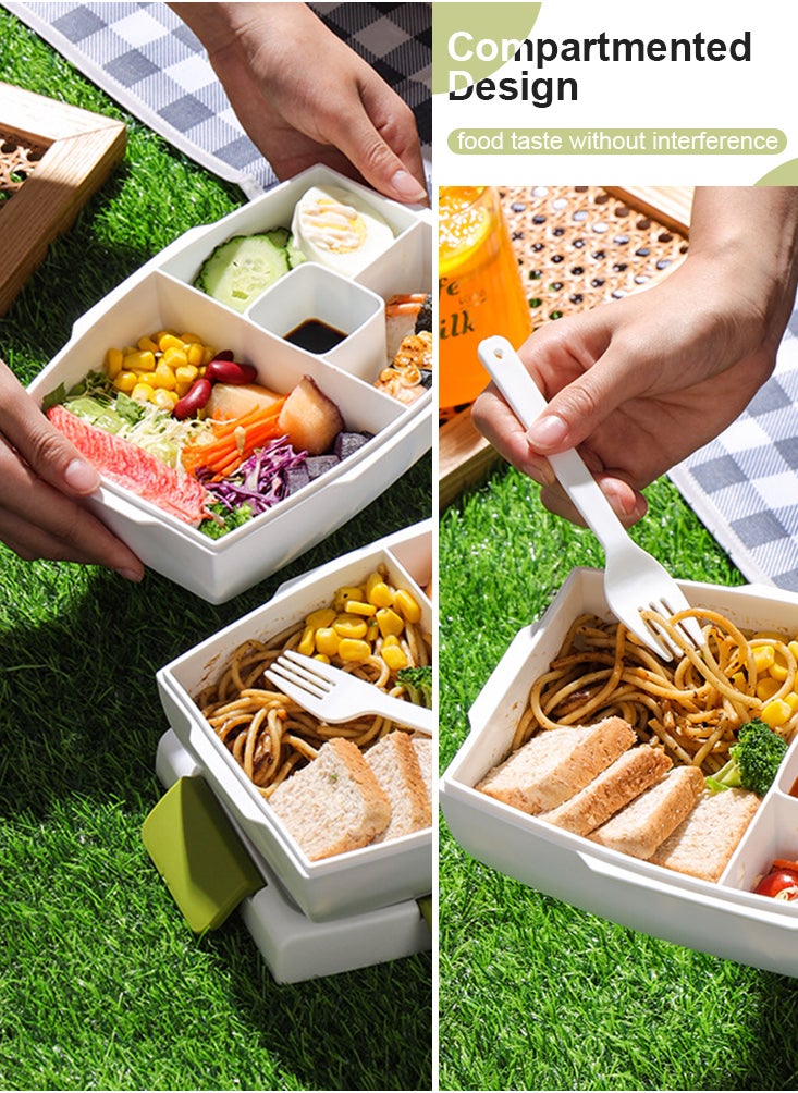 Perfii Kids Bento Lunch Box for Adults Leak-proof Lunch Box Containers with Built-in Sauce Box Lunchbox for Picnic School 1100ML  - Image 4