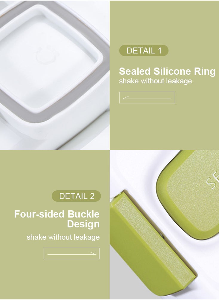 Perfii Kids Bento Lunch Box for Adults Leak-proof Lunch Box Containers with Built-in Sauce Box Lunchbox for Picnic School 1100ML  - Image 3