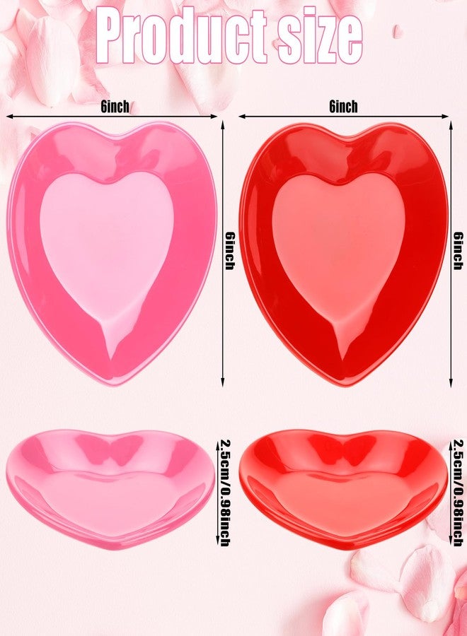 Maxcheck 8 Pcs Valentine Heart Shaped Dinner Plates ceramic-like 6'' 8'' Red Pink Heart Plates Dishes Small Snack Dish Bowl Cake Dinner Dishes for Valentines Day Wedding Gifts - Image 2