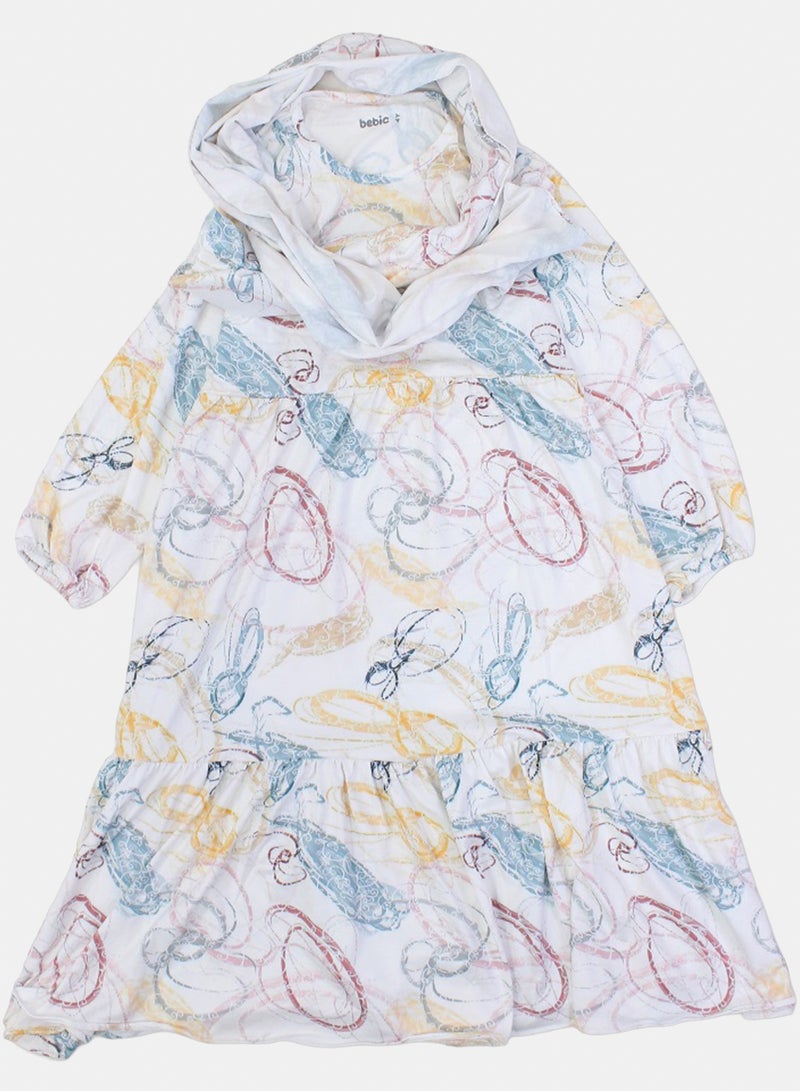 Girls Cotton Patterned Isdal – Off-White