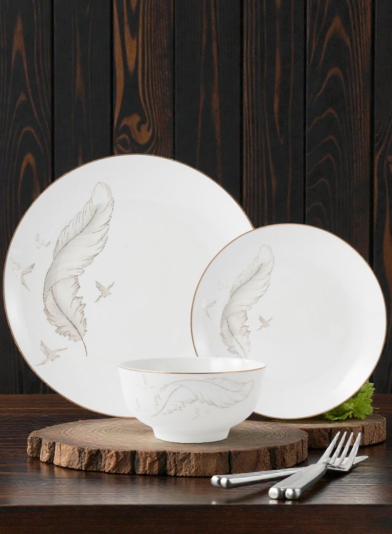 Noon East 18 piece Porcelain Dinnerware Set, Set for 6, Microwave & Dishwasher Safe, Gold & Grey Abstract - Image 2