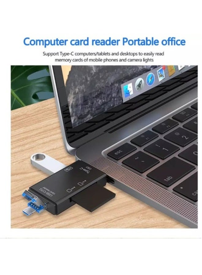 ملحقات قارئ بطاقات الذاكرة الصغيرة (Micro SD) للكمبيوتر، محول محمول 6 في 1 FT/USB-C للكمبيوتر/الهواتف الذكية التي تعمل بنظام Android/الأجهزة اللوحية مع وظيفة OTG - Image 4
