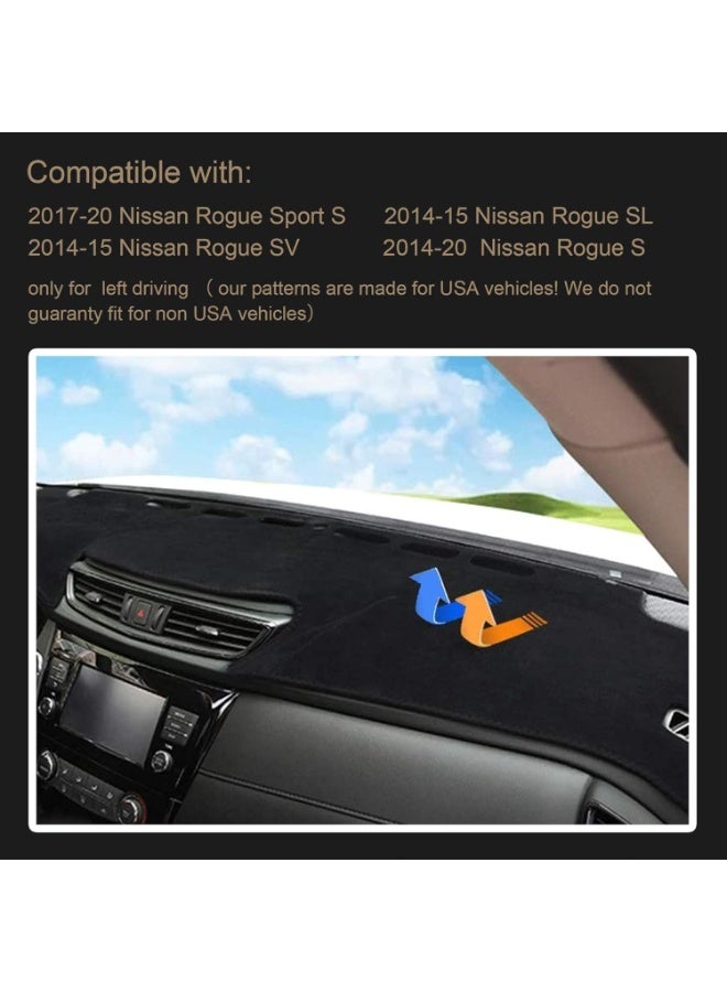 NOSKIN Dashboard Cover Mat Compatible with Nissan Rogue (2014-2020) & Rogue Sport (2017-2020) - Black Suede Polyester - Image 2