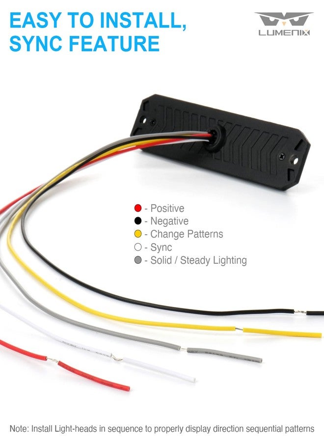 LUMENIX مجموعة مصابيح ستروب لومينيكس للشاحنات، 12 مصباح LED مثبتة على السطح، مصابيح تحذيرية فائقة النحافة للطوارئ للسيارات ومركبات البناء - أبيض كهرماني - Image 5