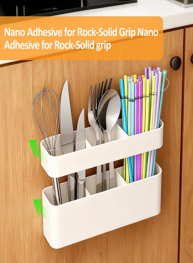 MoodLife Straw Holder for Cabinet Door, 2 Pack Silicone Straw Organizer with Washable Adhesive, Peel and Stick No Drill Storage for Reusable and Tumbler Straws(White) - Image 3