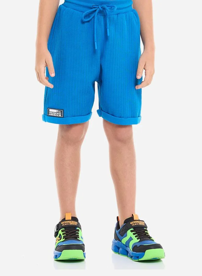 victor and jane Victor And Jane Boys Blue Textured Polo T-Shirt and Shorts Set