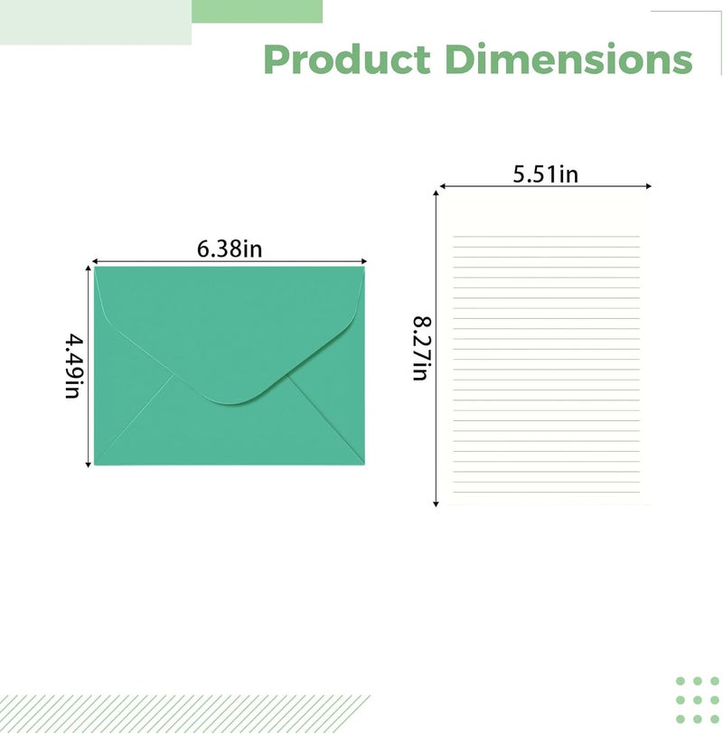 50 Pcs Stationery Set, Envelopes And Writing Paper, Christmas Green, Cards And Invitations, 6.3 X 4.4 In - Image 3