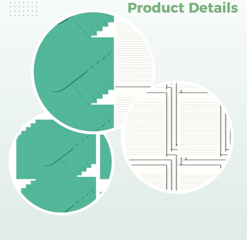 50 Pcs Stationery Set, Envelopes And Writing Paper, Christmas Green, Cards And Invitations, 6.3 X 4.4 In - Image 5