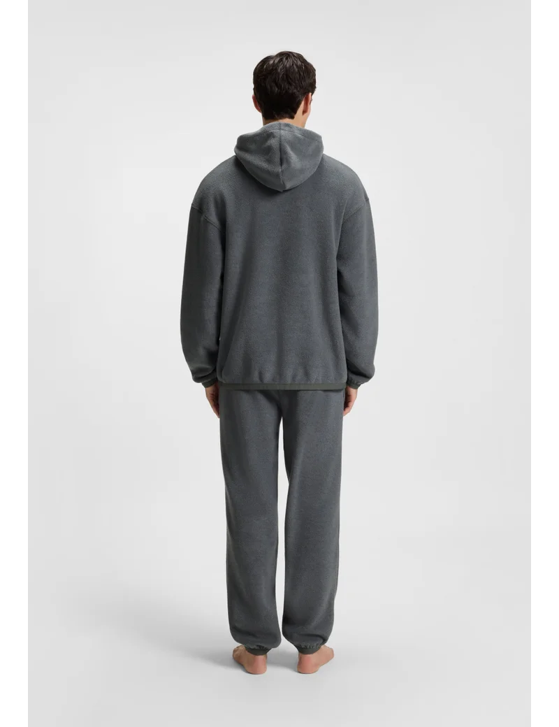 HUGO Terry-fleece hoodie with red logo label