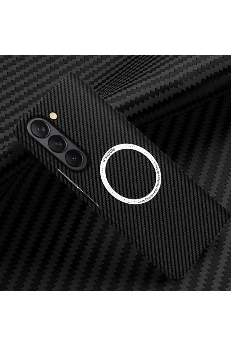 VKL Carbon Fiber Case Compatible with Samsung Galaxy Z Fold 7 5G - Thin Skin Friendly Matte Kevlar Magnetic Wireless Charging Shockproof Cover For Z Fold7 (Black) - Image 1