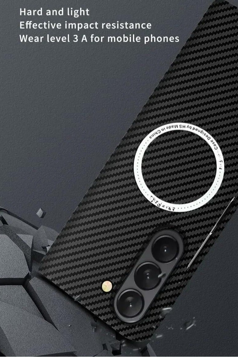 VKL Carbon Fiber Case Compatible with Samsung Galaxy Z Fold 7 5G - Thin Skin Friendly Matte Kevlar Magnetic Wireless Charging Shockproof Cover For Z Fold7 (Black) - Image 4