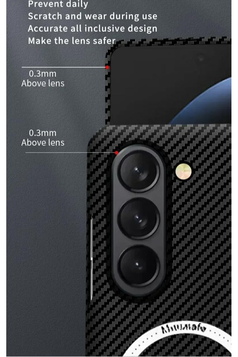 VKL Carbon Fiber Case Compatible with Samsung Galaxy Z Fold 7 5G - Thin Skin Friendly Matte Kevlar Magnetic Wireless Charging Shockproof Cover For Z Fold7 (Black) - Image 5