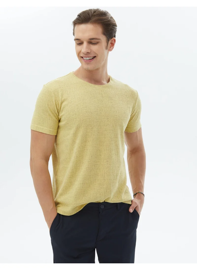 Kip Lemon Mold Jacquard Crew Neck Cotton Blend T-Shirt